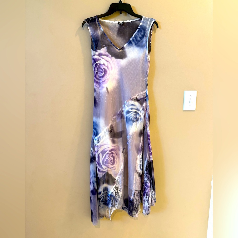 Komarov Asymmetrical Dress in Purple, Lavender and White